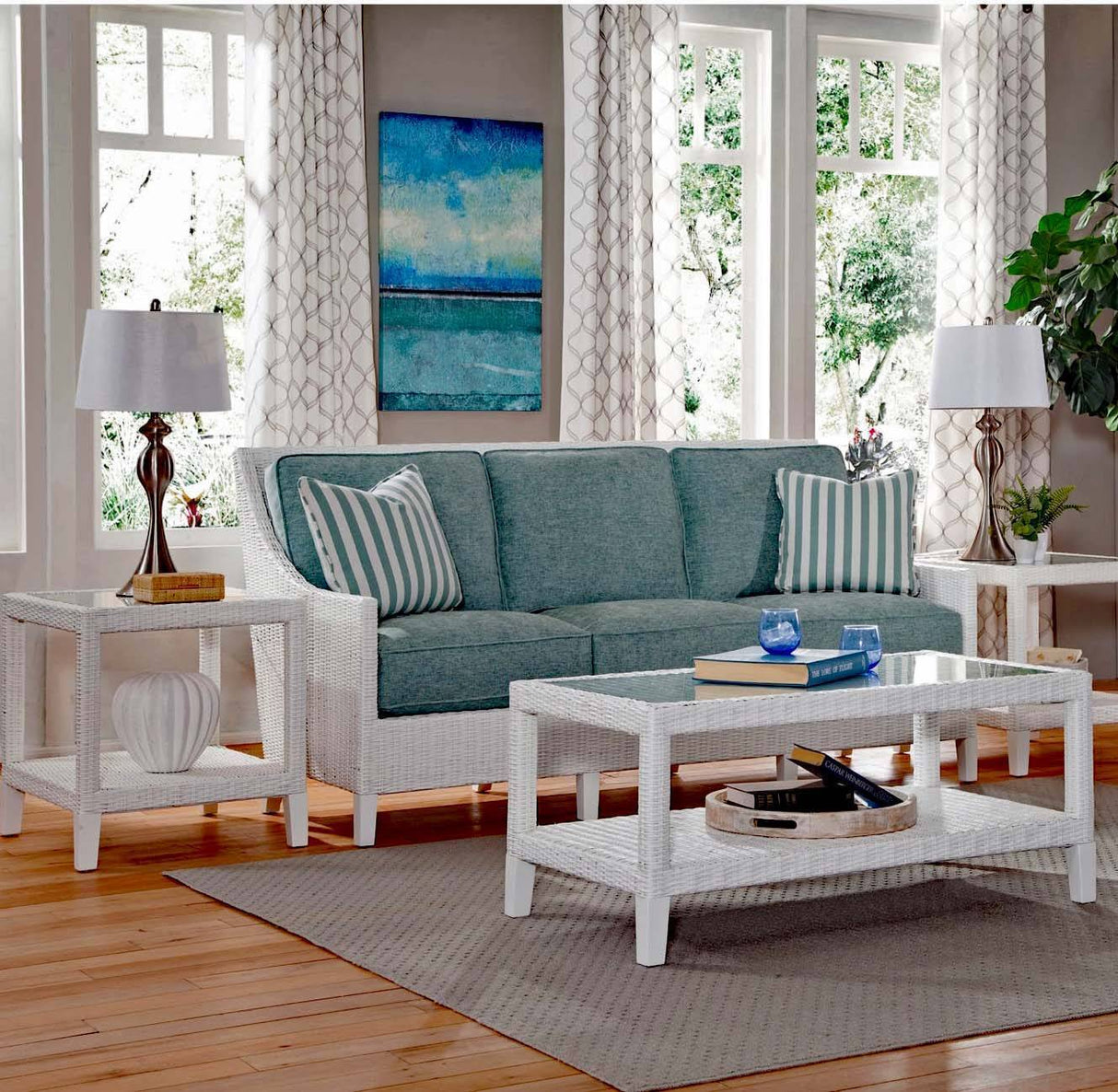 Long Beach Indoor Rattan Coffee Table Model 1966-0072 by Braxton Culler