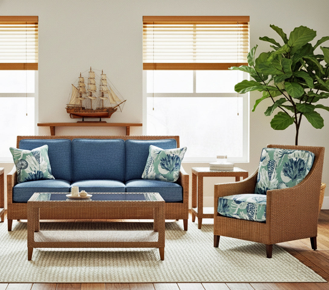 Long Beach Indoor Rattan Sofa Model 1966-011 by Braxton Culler