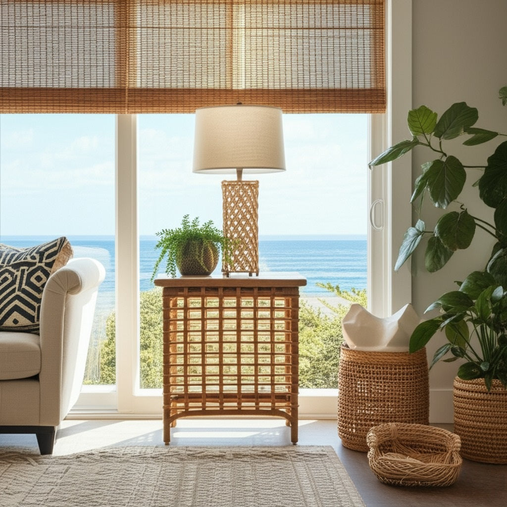 Tulum Rattan Lamp Table by Capris Furniture Model LT320