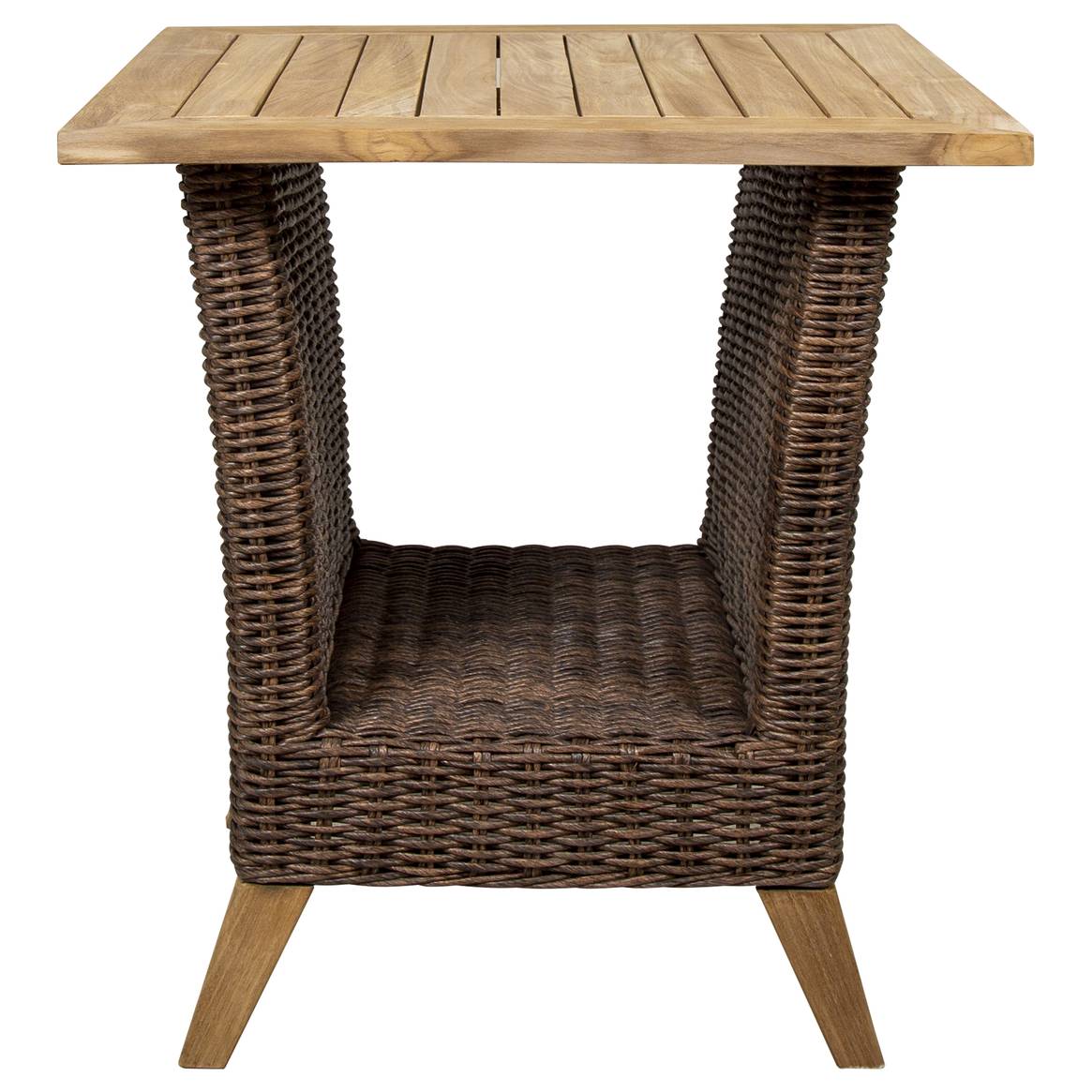 Bahama Outdoor or Indoor Wicker and Teakwood End Table LT9835 by Beachcraft Furniture