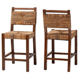 Luanda Wicker Fair (Set of 2) Rattan and Wood Counterstools
