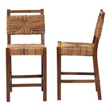 Luanda Wicker Fair (Set of 2) Rattan and Wood Counterstools