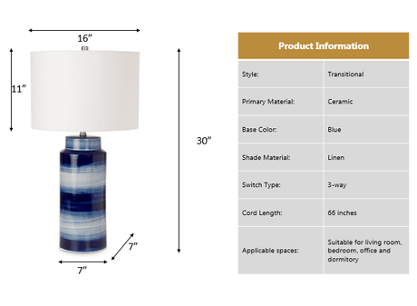 Coastal Felicity Blue Ceramic Lamp (Set of 2 Lamps) LUX-099-NAVY