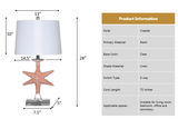 Coastal Starfish Table Lamp with Crystal Base, Orange (Set of 2 Lamps) LUX-117-ORANGE