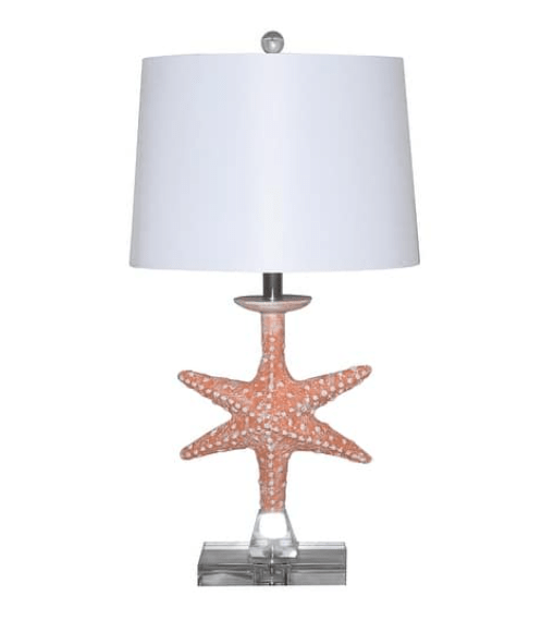 Coastal Starfish Table Lamp with Crystal Base, Orange (Set of 2 Lamps) LUX-117-ORANGE