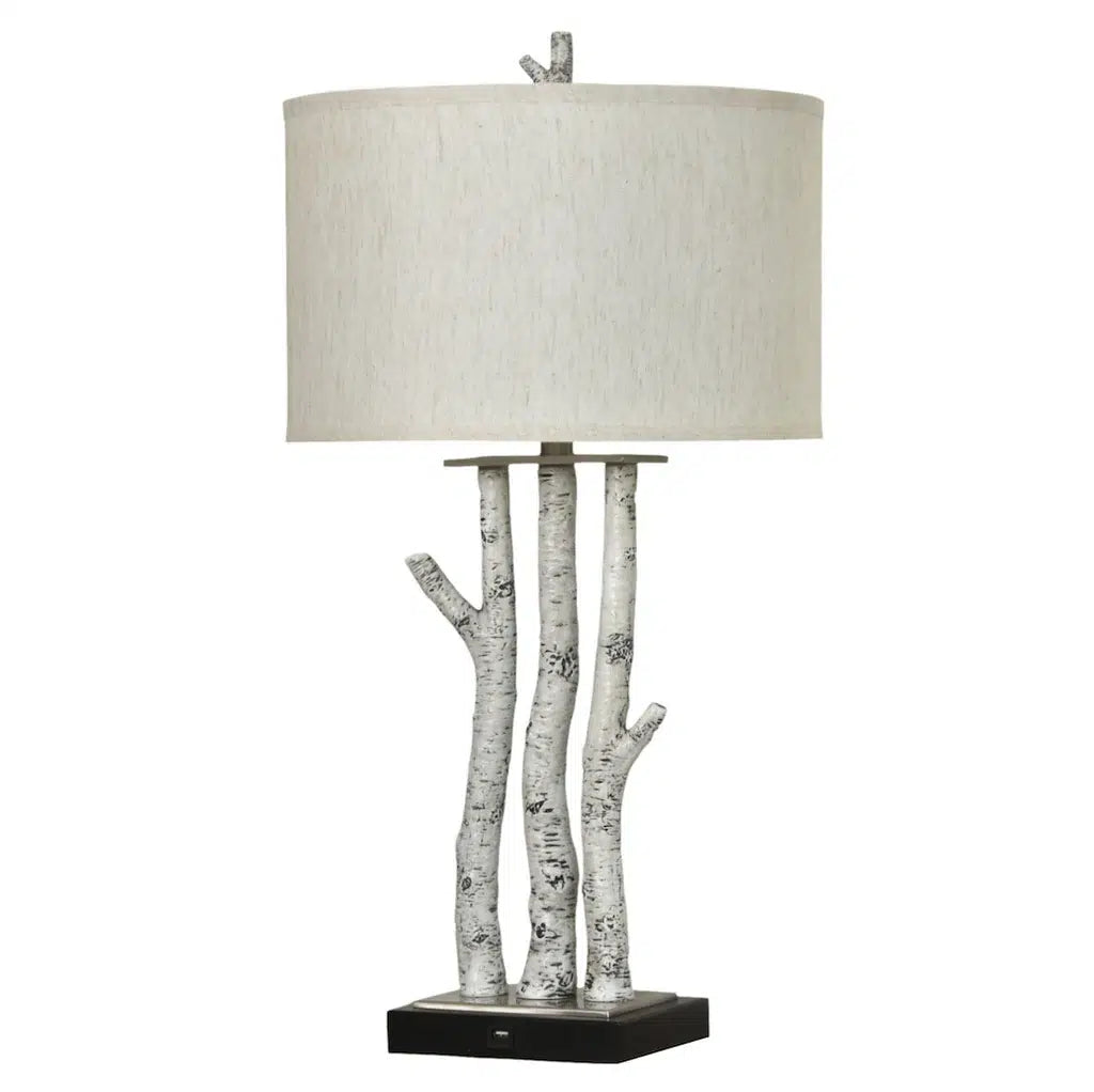 Birchwood Trio Table Lamp (Set of 2) Model LUX-141-WHITE-USB By Lux Lighting