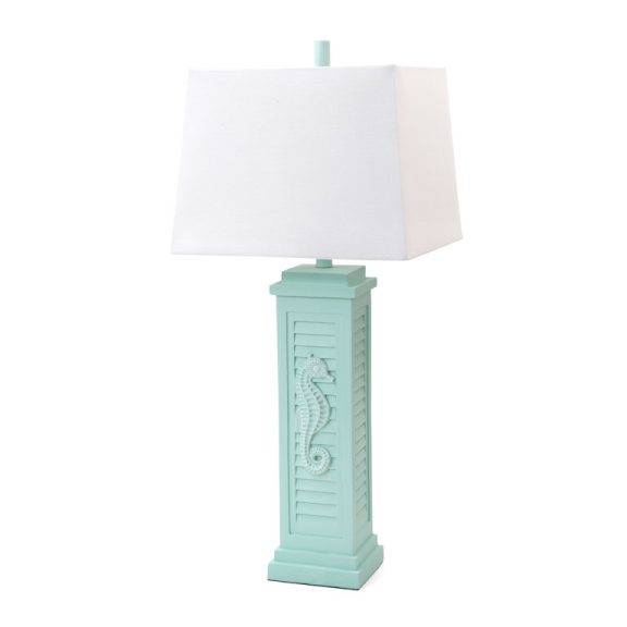 Coastal Shutter Teal Lamp with USB (Set of 2 Lamps) LUX-3923-TEAL-USB