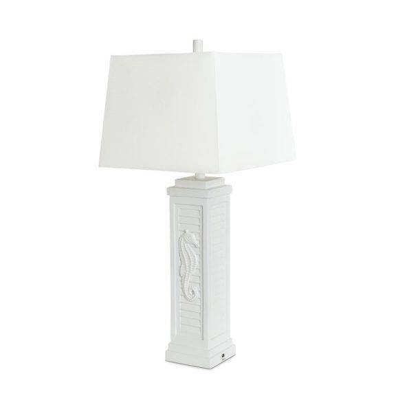 Coastal Shutter White Lamp with USB (Set of 2 Lamps) LUX-3923-WHITE-USB