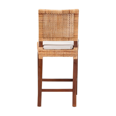 Leslie Natural Rattan Counter Stool with Cushion by Wicker Fair
