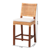 Leslie Natural Rattan Counter Stool with Cushion by Wicker Fair