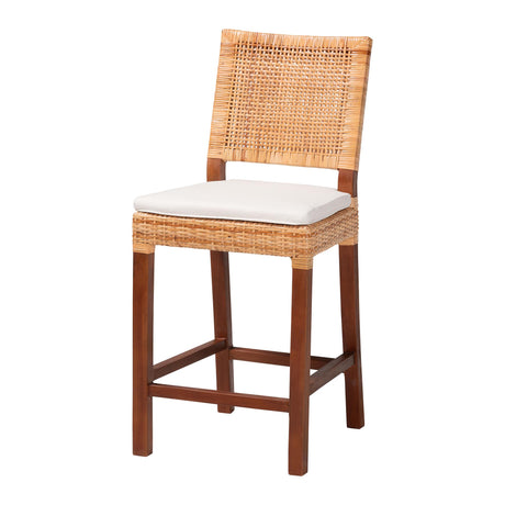Leslie Natural Rattan Counter Stool with Cushion by Wicker Fair