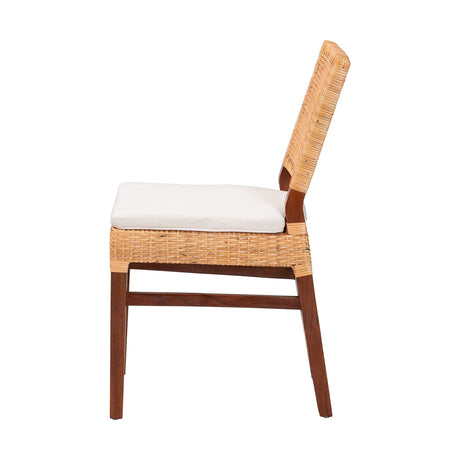 Leslie Natural Rattan Dining Chair with Cushion by Wicker Fair