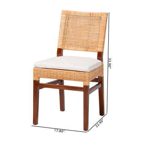 Leslie Natural Rattan Dining Chair with Cushion by Wicker Fair