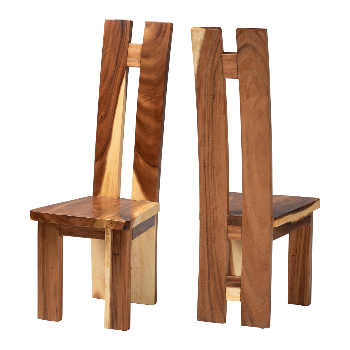 Lin Suar Wood Dining Chair Set of 2 by Wicker Fair