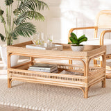 Rombok Modern Bohemian Natural Rattan Coffee Table by Wicker Fair