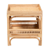Rombok Modern Bohemian Natural Rattan End Table by Wicker Fair