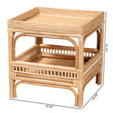 Rombok Modern Bohemian Natural Rattan End Table by Wicker Fair