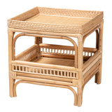 Rombok Modern Bohemian Natural Rattan End Table by Wicker Fair