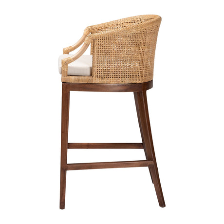 Tumajang Bohemian Light Honey Rattan and Wood Bar Stool by Wicker Fair