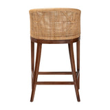 Tumajang Bohemian Light Honey Rattan and Wood Bar Stool by Wicker Fair