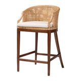 Tumajang Bohemian Light Honey Rattan and Wood Bar Stool by Wicker Fair