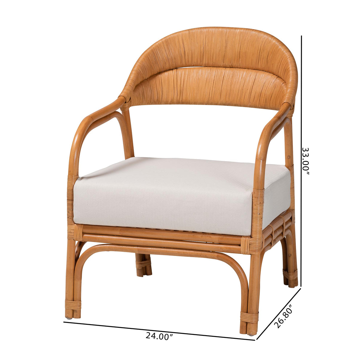 Sarisa Bohemian Light Honey Rattan Arm Chair by Wicker Fair