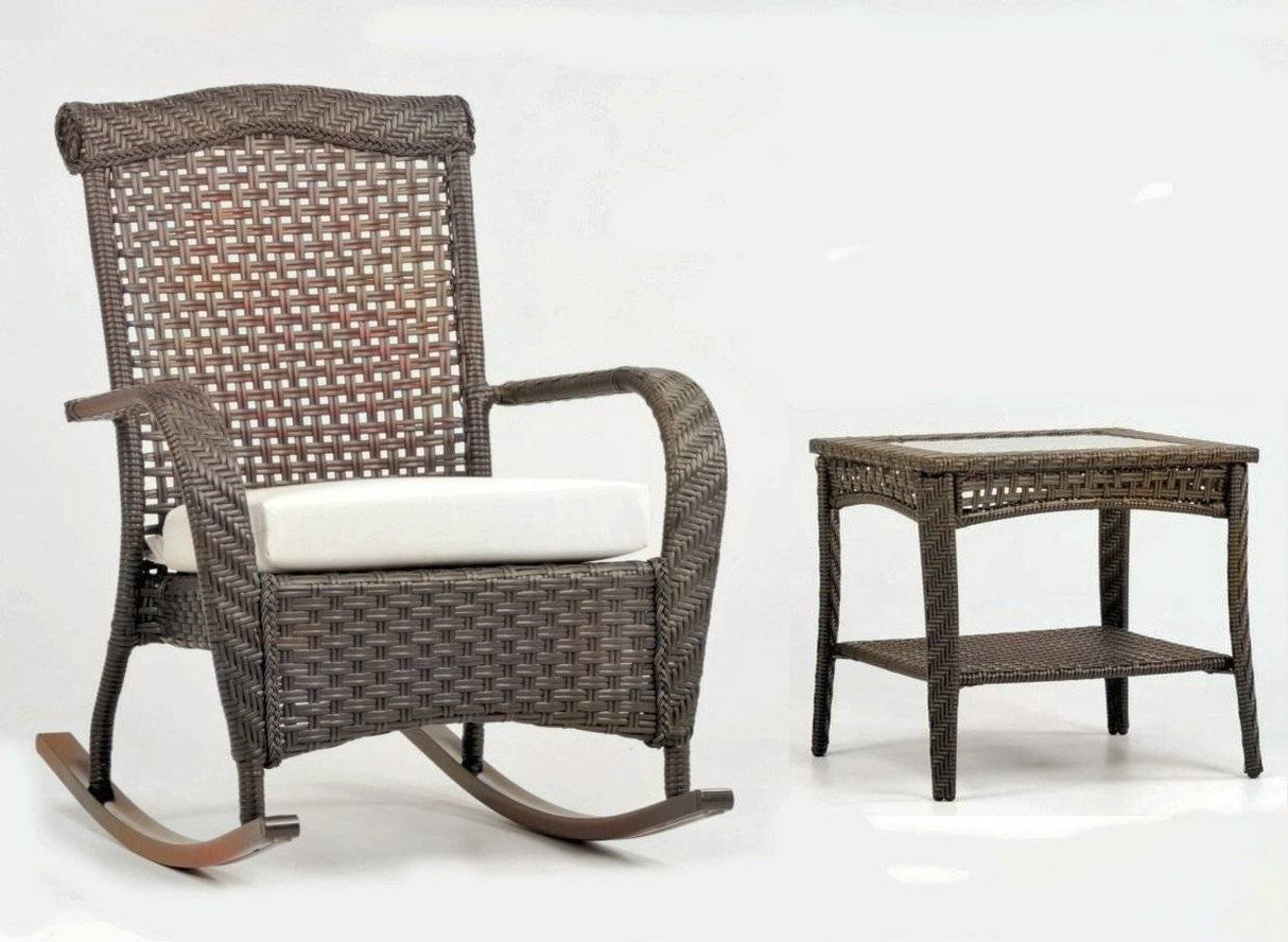Martinique Outdoor Wicker Rocker and End Table 2 Pc Set 75204-75243