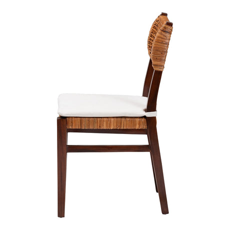 Lameka Bohemian Light Honey Rattan and Dark Brown Wood Dining Chair by Wicker Fair