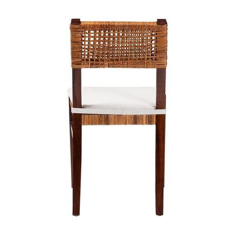 Lameka Bohemian Light Honey Rattan and Dark Brown Wood Dining Chair by Wicker Fair