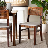 Lameka Bohemian Light Honey Rattan and Dark Brown Wood Dining Chair by Wicker Fair