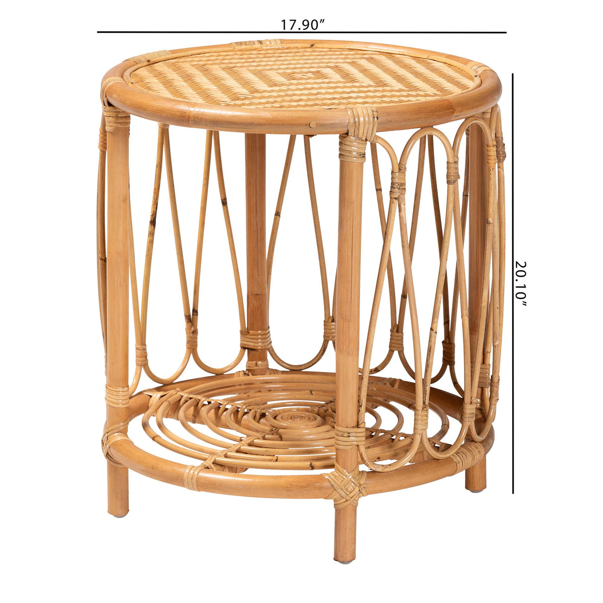 Aerilo Bohemian Light Honey Rattan End Table by Wicker Fair