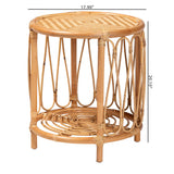 Aerilo Bohemian Light Honey Rattan End Table by Wicker Fair