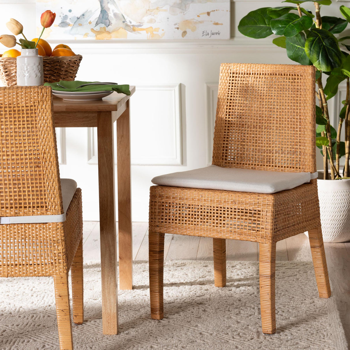 Sorris Bohemian Light Honey Rattan Dining Chair by Wicker Fair