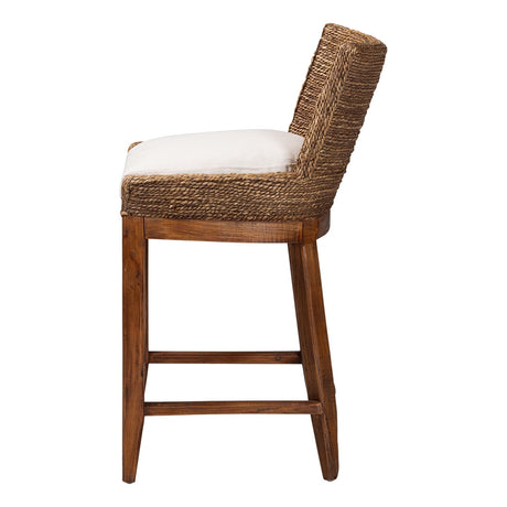 Suzette Seagrass Counter Stool with Mahogany Wood Frame by Wicker Fair