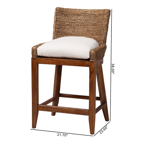 Suzette Seagrass Counter Stool with Mahogany Wood Frame by Wicker Fair