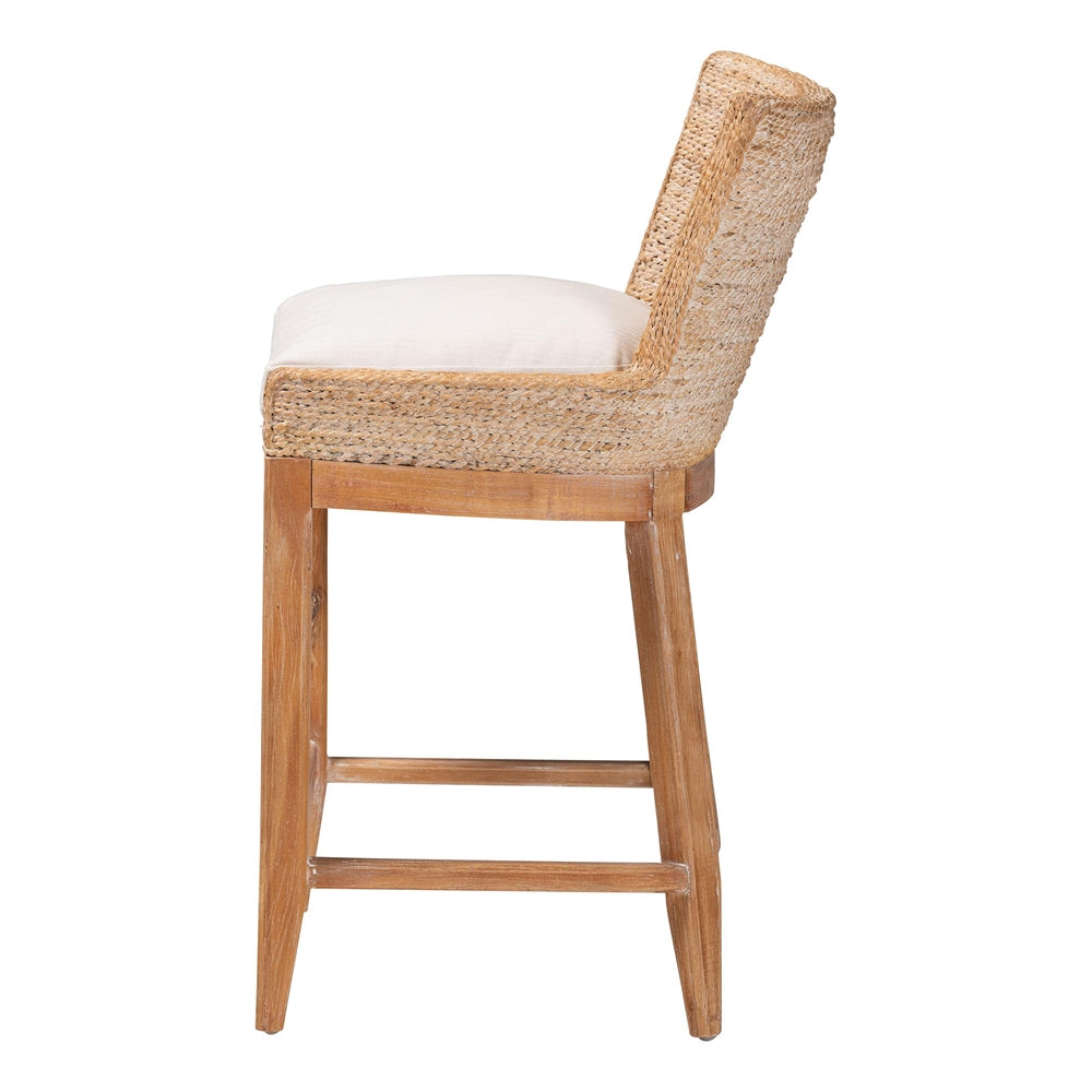 Pathein Seagrass Counter Stool with Mahogany Wood Frame by Wicker Fair