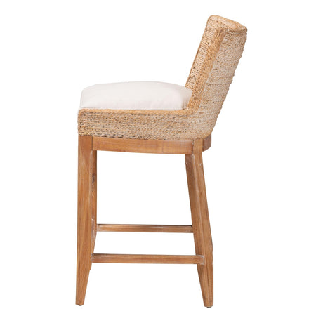 Pathein Seagrass Counter Stool with Mahogany Wood Frame by Wicker Fair