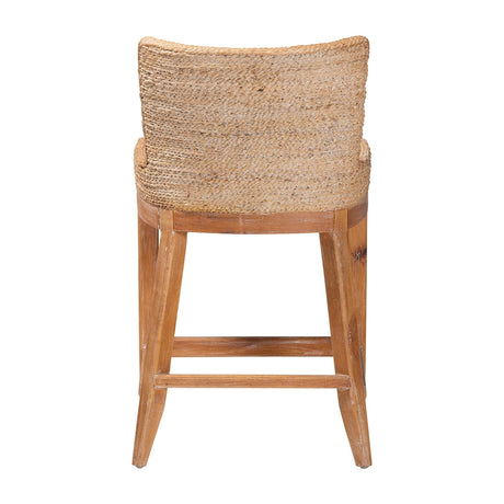 Pathein Seagrass Counter Stool with Mahogany Wood Frame by Wicker Fair