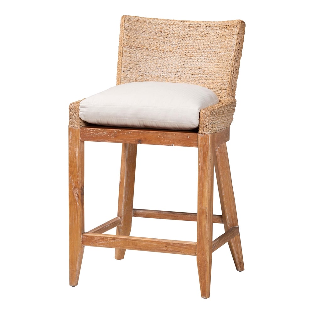 Pathein Seagrass Counter Stool with Mahogany Wood Frame by Wicker Fair