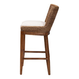 Raja Seagrass Bar Stool with Mahogany Wood Frame by Wicker Fair
