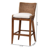Raja Seagrass Bar Stool with Mahogany Wood Frame by Wicker Fair