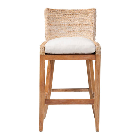 Legazpi Seagrass Bar Stool with Mahogany Wood Frame by Wicker Fair