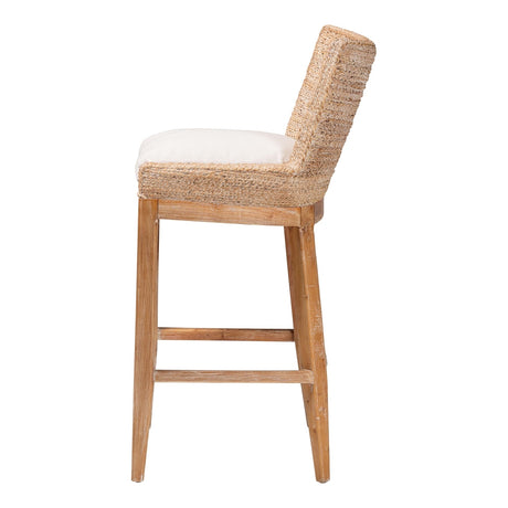 Legazpi Seagrass Bar Stool with Mahogany Wood Frame by Wicker Fair