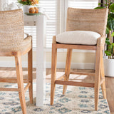 Legazpi Seagrass Bar Stool with Mahogany Wood Frame by Wicker Fair
