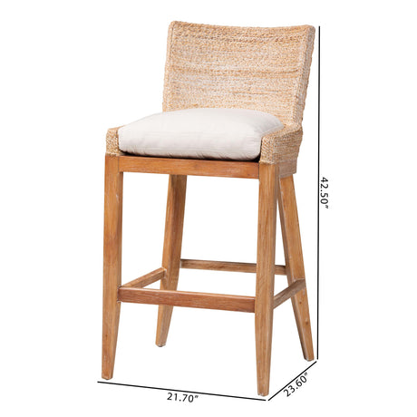Legazpi Seagrass Bar Stool with Mahogany Wood Frame by Wicker Fair