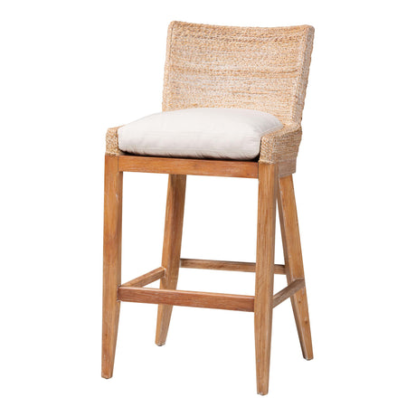 Legazpi Seagrass Bar Stool with Mahogany Wood Frame by Wicker Fair
