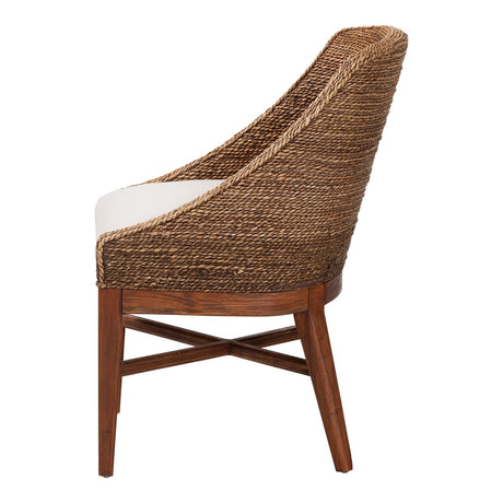 Bacolod Seagrass Dining Chair with Mahogany Wood Frame by Wicker Fair