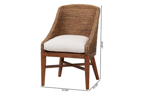 Bacolod Seagrass Dining Chair with Mahogany Wood Frame by Wicker Fair