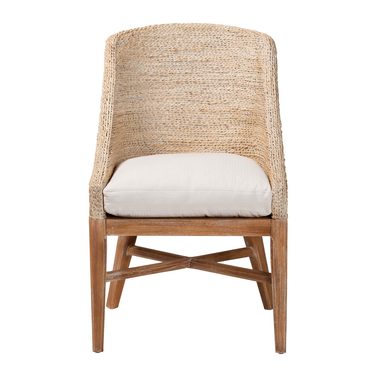 Bacolod Seagrass Dining Chair with Mahogany Whitewash Wood Frame by Wicker Fair
