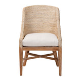 Bacolod Seagrass Dining Chair with Mahogany Whitewash Wood Frame by Wicker Fair